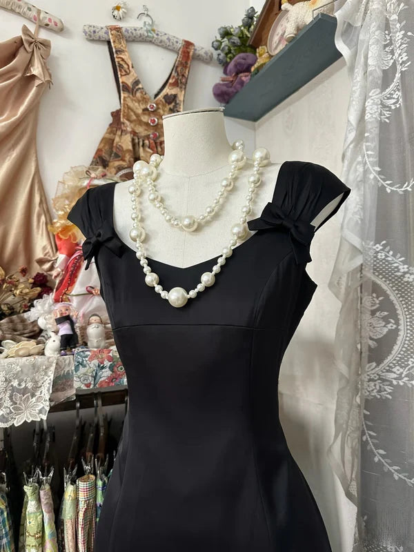 Black Vintage Homecoming Dress Prom Dress Short Satin Birthday Dress nv4299