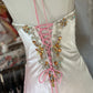 Pink Gradient Retro Fashion Elegant Exquisite Gem Beaded Mermaid Slim Strap Sleeveless Long satin Evening Dress Ball Gown Party Dress Prom Dress nv3810