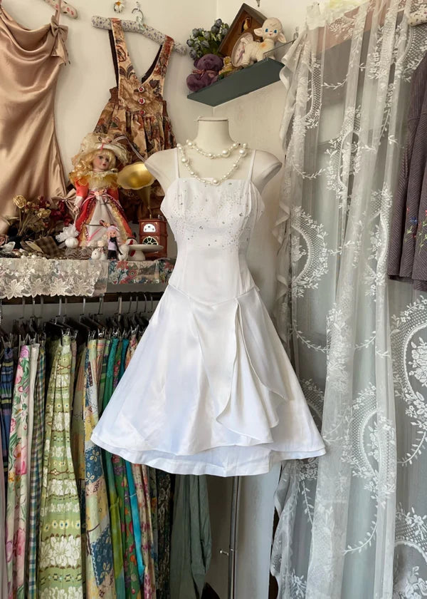 White A-line Retro Short Homecoming Dress Birthday Dress nv4296