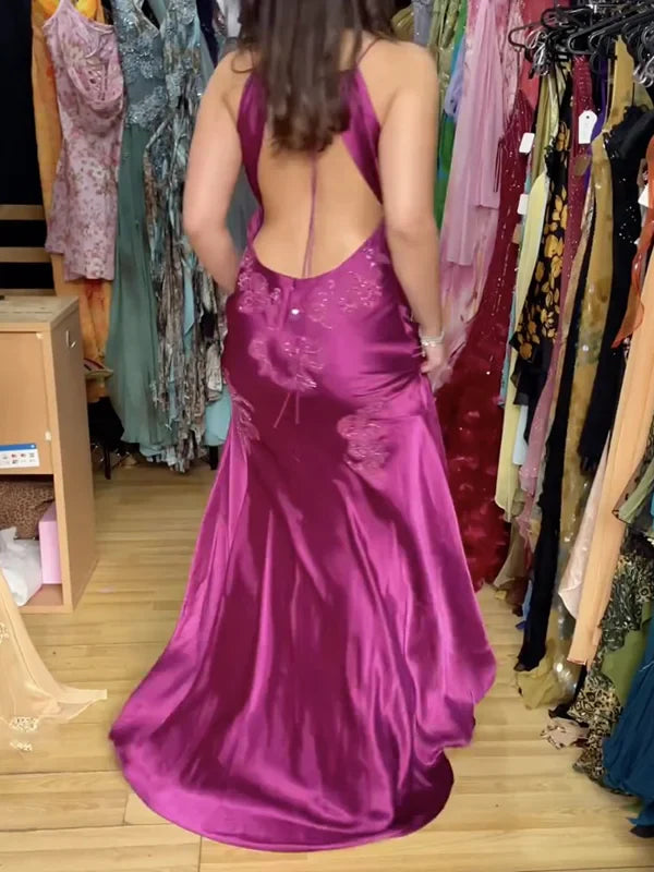 Sage Green/Pink Vintage V Neck Beaded Spaghetti Strap Backless Long Mermaid Ball Gown Evening Dress Formal Party Dress nv3599
