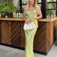 Green fashion elegant suspender long sequined ball gown birthday cocktail party dress evening dress prom dress nv3959