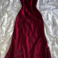 Burgundy Fashion Spaghetti Strap Long Sleeveless Mermaid Tulle Long Ball Gown Evening Dress Party Dress nv3574