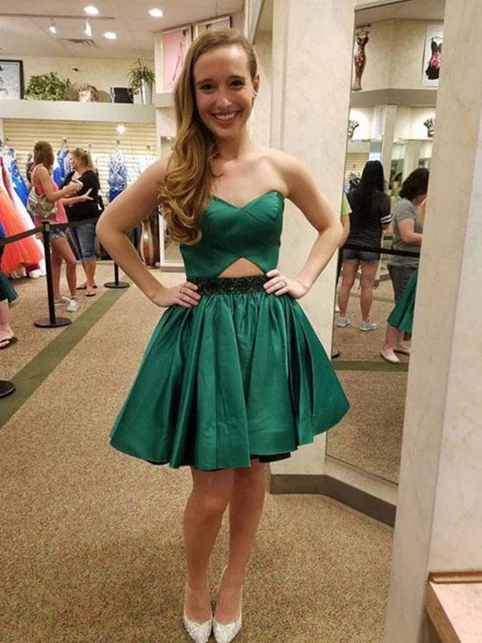 Simple Green Short Prom Dresses, Green Homecoming Dresses, Evening Dresses nv1516