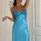 Blue Fashion Exquisite Beading Elegant Long satin V Neck Party Dress Bodycon Floor Length Prom Dress Evening Gown nv3849
