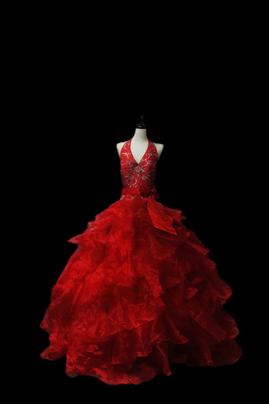 Wunderschönes, rotes, Retro-Mode-Abendkleid mit exquisiten Perlen und langem Satin-Bodenlang nv3917