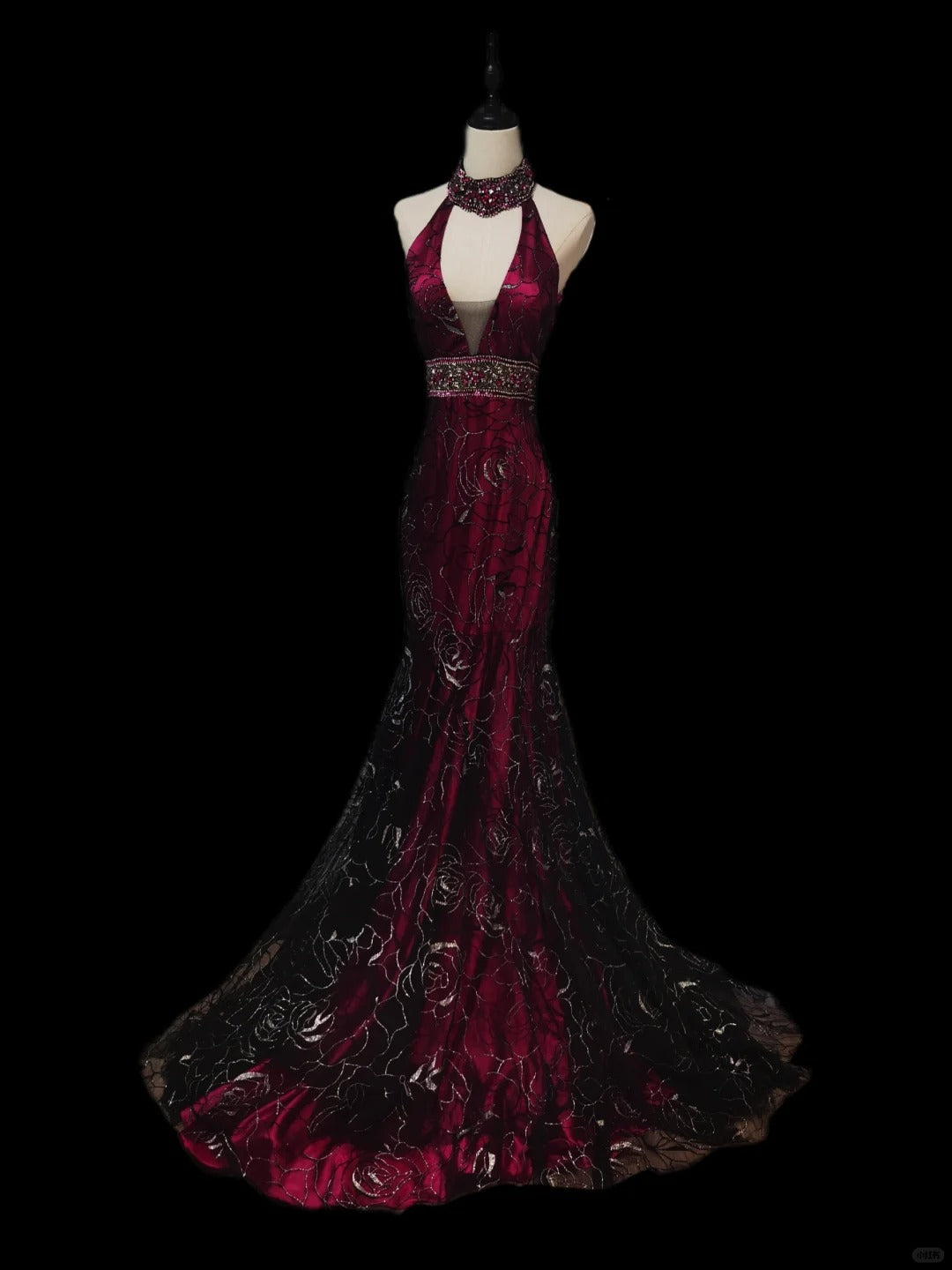 Lila Luxus Wunderschöne Elegante V-Ausschnitt Exquisite Edelstein Perlen Lange Meerjungfrau Schlank Satin Tüll Bodenlangen Schleppende Ballkleid Abendkleid Partykleid nv3922