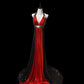 Schwarz rot wunderschöne retro modische V-Ausschnitt elegante und exquisite Pailletten lange Satin bodenlangen Schwanz Ballkleid Abendkleid Ballkleid nv3943