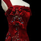 Rotes wunderschönes Retro-elegantes Mode-Exquisite Edelsteinperlen Ein-Schulter-langes bodenlanges Satin-Abendkleid-Abschlussballkleid-Abschlussballkleid nv3915