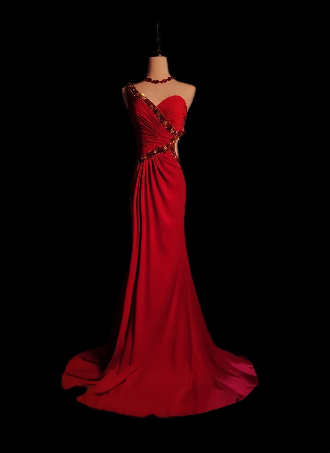 Rotes wunderschönes Retro-Mode-Elegantes exquisites Perlen-Taillenloses langes Satin-Bodenlang-Abendkleid-Abendkleid-Abschlussballkleid nv3942