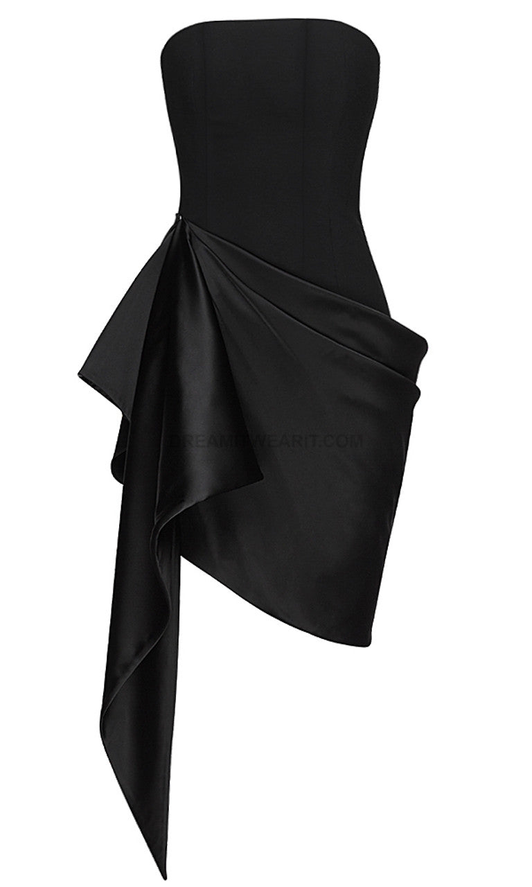 Black simple elegant satin short homecoming dress cocktail party dress prom dress evening dress nv4257