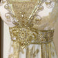 ✨Golden Streamer Vintage Satin Beaded Short Homecoming Dress Birthday Party Dress nv5429