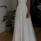 White Solid Pretty Charming Long Chiffon A-Line Floor Length Train Ball Gown Evening Dress Wedding Bridesmaid Dresses prom dress nv3825