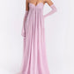 Pink gorgeous shiny spaghetti strap off-shoulder long chiffon prom dress evening dress nv5213