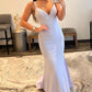 Silver Sparkling Fashion Spaghetti Strap Mermaid Slim Fit Long Ball Gown Backless Yellow Prom Dress Formal Evening Dress Party Dress nv3431