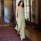Gray Green Fashion Elegant V Neck Long Chiffon Ball Gown Evening Dress Party Dress nv3336