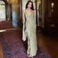 Gray Green Fashion Elegant V Neck Long Chiffon Ball Gown Evening Dress Party Dress nv3336