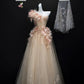 Pink Gorgeous Exquisite Floral Long Tulle Floor Length Ball Gown Evening Gown Wedding Dress nv4037
