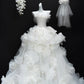 White Elegant Romantic Fashion Long Floor-Length Tulle Ball Gown Evening Gown Wedding Dress nv4039