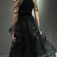 Black shiny long ball gown NV6624