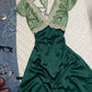NiceVestidos--Short satin homecoming dress for girls green v-neck retro dress retro wear lace v-neck dress NV5659