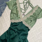 NiceVestidos--Short satin homecoming dress for girls green v-neck retro dress retro wear lace v-neck dress NV5659