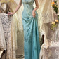 Blue exquisite beading vintage fashion floral long satin ball gown evening dress nv4315