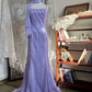 Romantic Luxury Style Lavender Beaded Camisole Crisscross-Back Train Gown - Elegant Dress for Garden Wedding & Dinner NV6363