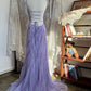 Romantic Luxury Style Lavender Beaded Camisole Crisscross-Back Train Gown - Elegant Dress for Garden Wedding & Dinner NV6363