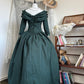 Victorian Retro Style Dark Green Off-Shoulder Leg-of-Mutton Sleeve Court Ballgown - Theme Ball & Cosplay Dress NV6364