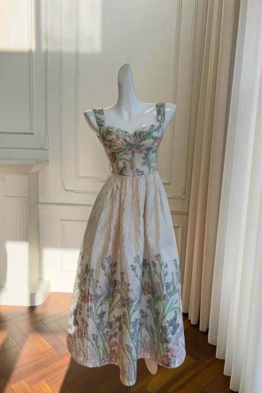 NiceVestidos – Vintage-Partykleid mit Blumenmuster, mittellang, NV6083