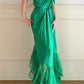 Long chiffon evening gown Vintage emerald green NV6746