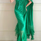 Long chiffon evening gown Vintage emerald green NV6746