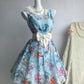 ✨Blue floral pretty date short chiffon homecoming dress party dress nv5433