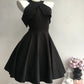 Charming black simple vintage chiffon short homecoming dress prom dress nv5437