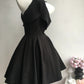 Charming black simple vintage chiffon short homecoming dress prom dress nv5437
