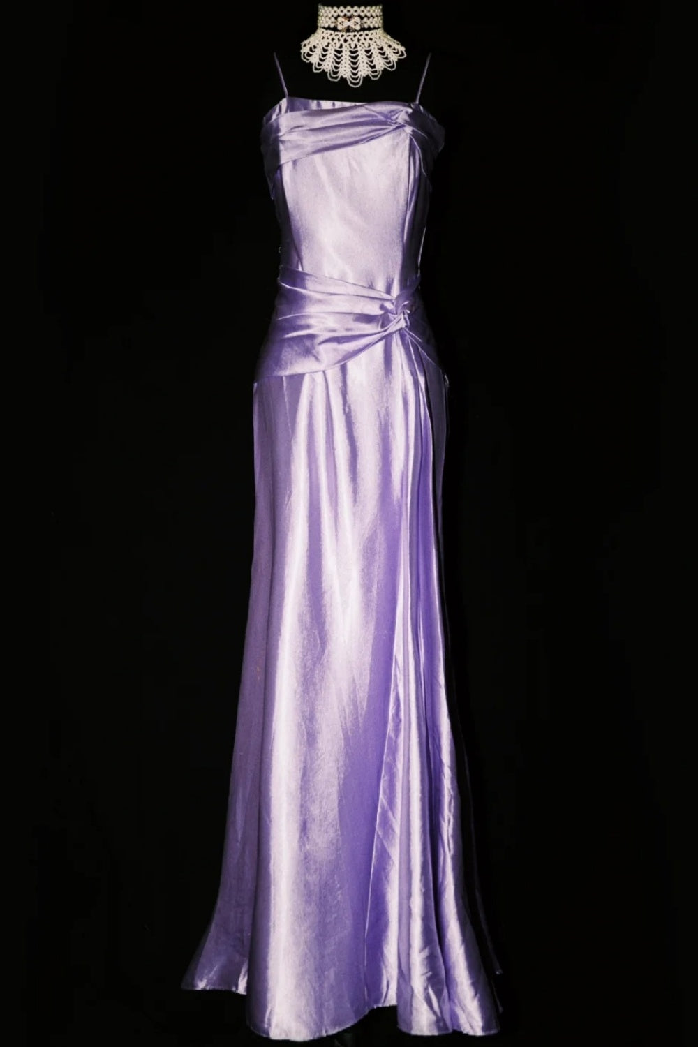 Vintage langes, elegantes Satinkleid in Lila NV6607