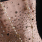 Pink vintage handmade dress with sequin beads sparkling stars. Long chiffon ball gown or evening dress nv5206
