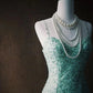 Green sequins exquisite bead decoration retro long chiffon formal dress NV6611