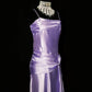 Vintage langes, elegantes Satinkleid in Lila NV6607