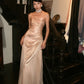 Pink shiny long satin formal dress  NV6601