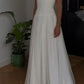White Solid Pretty Charming Long Chiffon A-Line Floor Length Train Ball Gown Evening Dress Wedding Bridesmaid Dresses prom dress nv3825