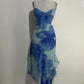 NiceVestidos-- Blue/Green Floral Short Chiffon Homecoming Dress NV5684