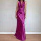Rosa Einfaches Elegantes Langes Satin Ballkleid Abendkleid Partykleid nv4230