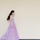 Lavender Square Neck Wide Strap Sequin A-Line Evening Gown  NV7426