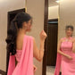 Robe de soirée longue rose simple et élégante avec bretelles et ruban nv2440