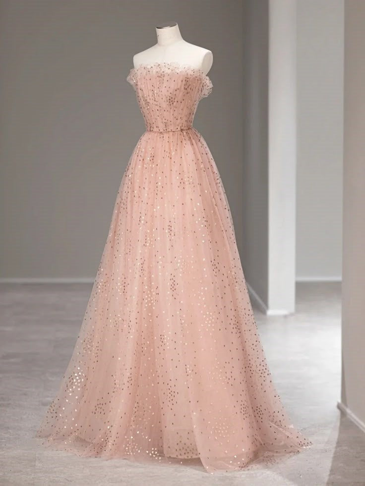 Robe de soirée trapèze rose magnifique, décolleté en dentelle exquise, paillettes, longue en tulle, élégante, longueur au sol, nv3814