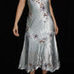 Silver Vintage Floral Midi short Satin Homecoming Dress Ball Gown Prom Dress Ball Gown nv4474