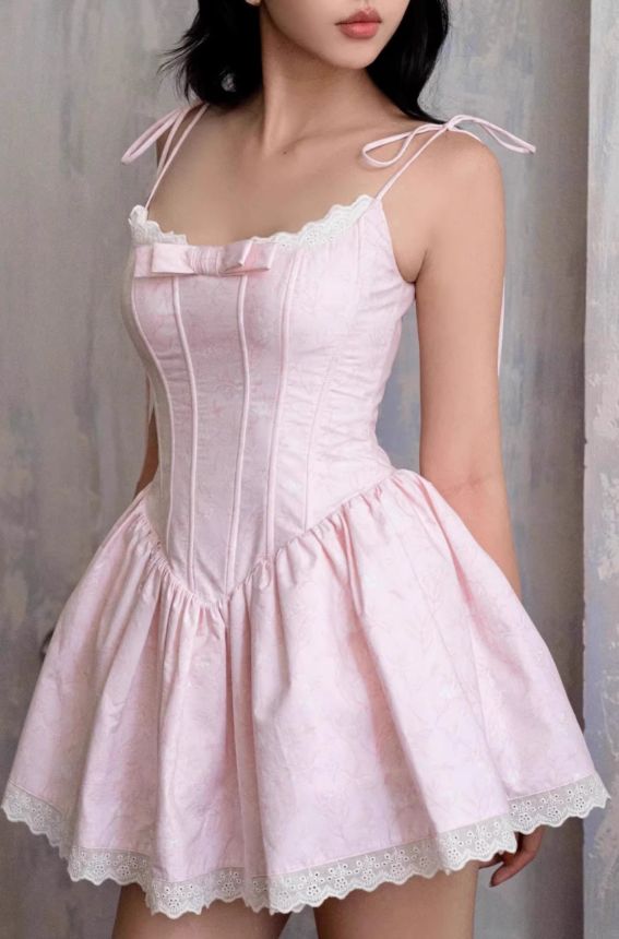 Pink Sweet Fashion Short Lace satin Homecoming Dress Birthday Party Dress nv4884