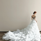 White Off Shoulder Wedding Gown High Neck Choker Beaded Lace Mermaid Ruffle Tulle Overskirt Bridal Dress  NV7163