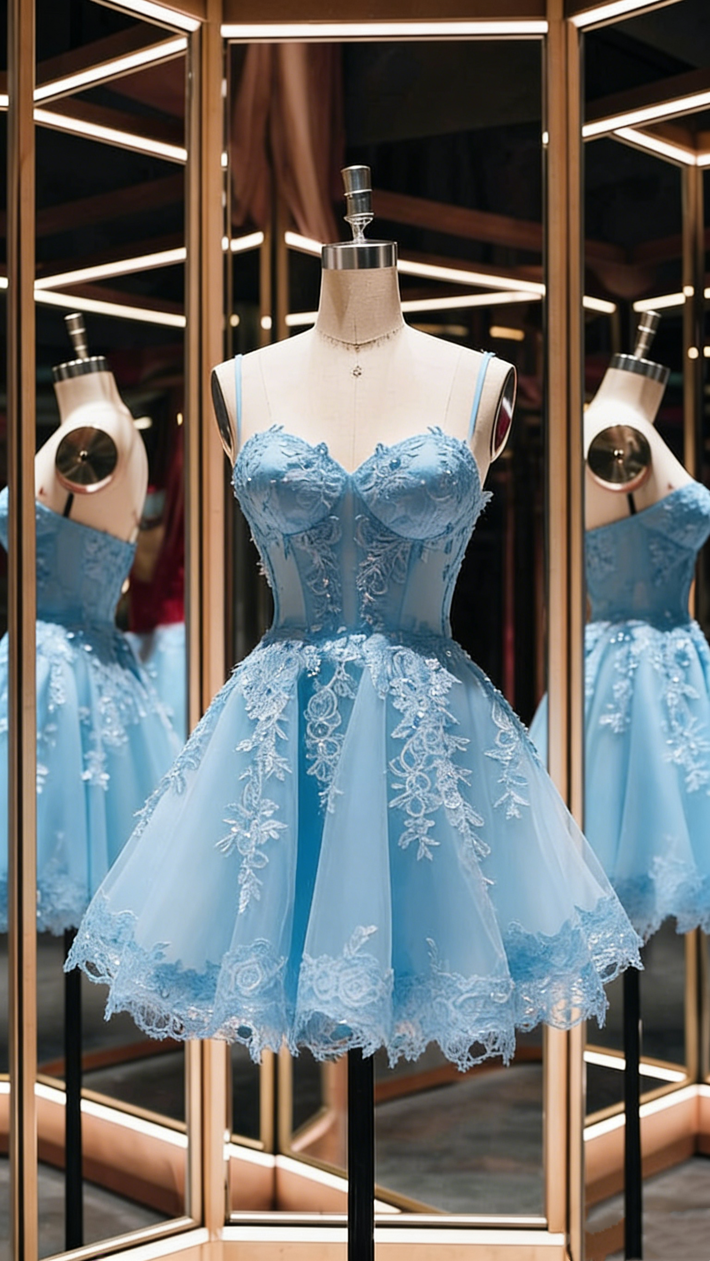 Red Lace Appliqué Spaghetti Strap Short Tulle Back-To-School Dress/Birthday Party Dress Nv4932